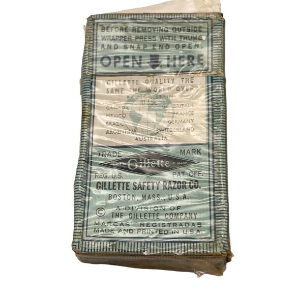 VINTAGE KING GILLETTE BLUE BLADE 8 Individual Blades USA 1 Sealed- 1 Open Box - Picture 9 of 14